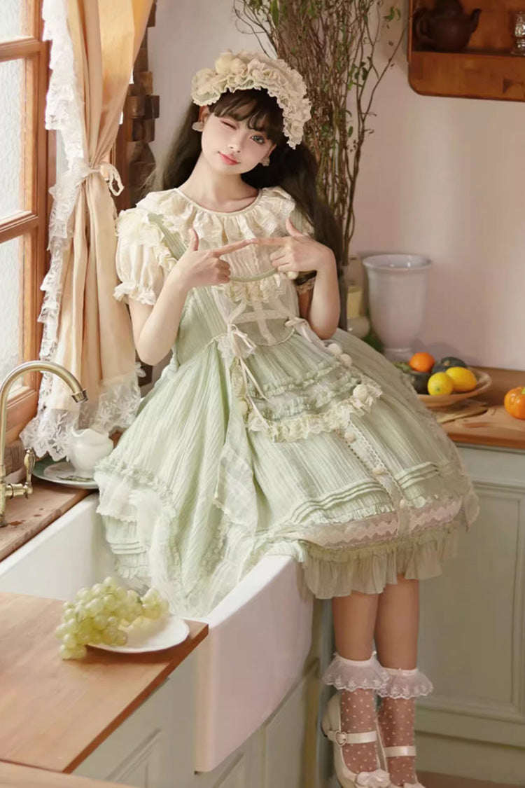 Lolita Jumper Skirt - Doll Window, Green, Layered, Sweet Style, Ruffled - additional product view 6