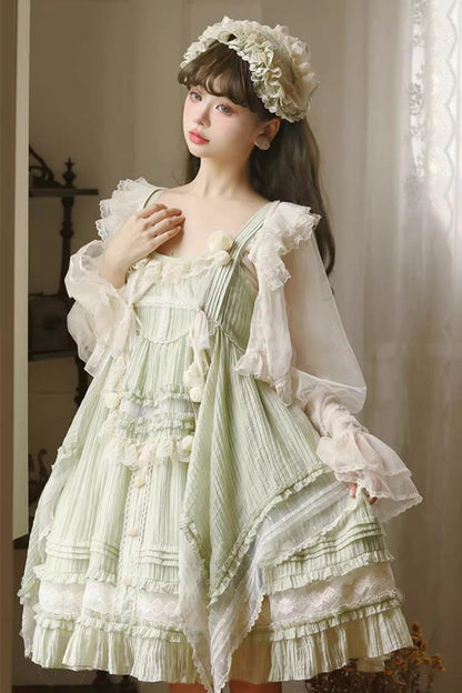 Lolita Jumper Skirt - Doll Window, Green, Layered, Sweet Style, Ruffled - additional product view 8
