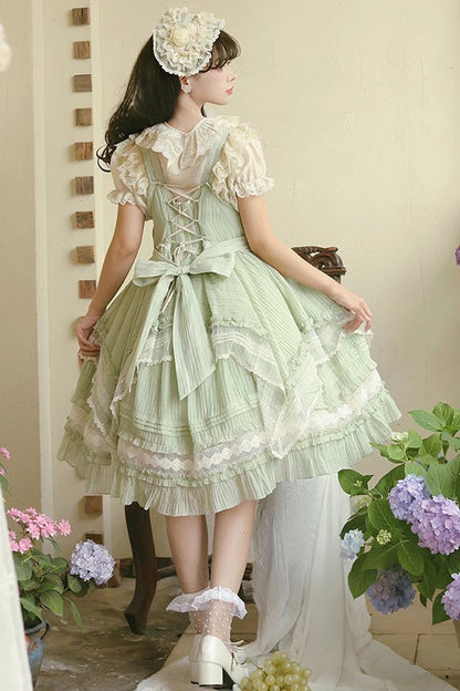 Lolita Jumper Skirt - Doll Window, Green, Layered, Sweet Style, Ruffled - additional product view 9