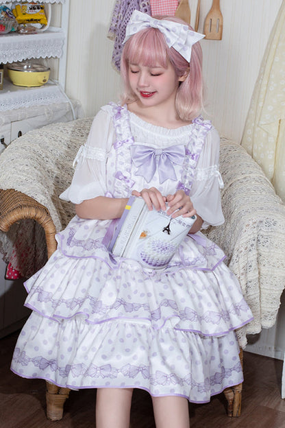 Lolita Jumper Skirt - Dot Print Multi-layer, 2 Colors, Ruffled, Printed, Sweet Style - additional product view 3