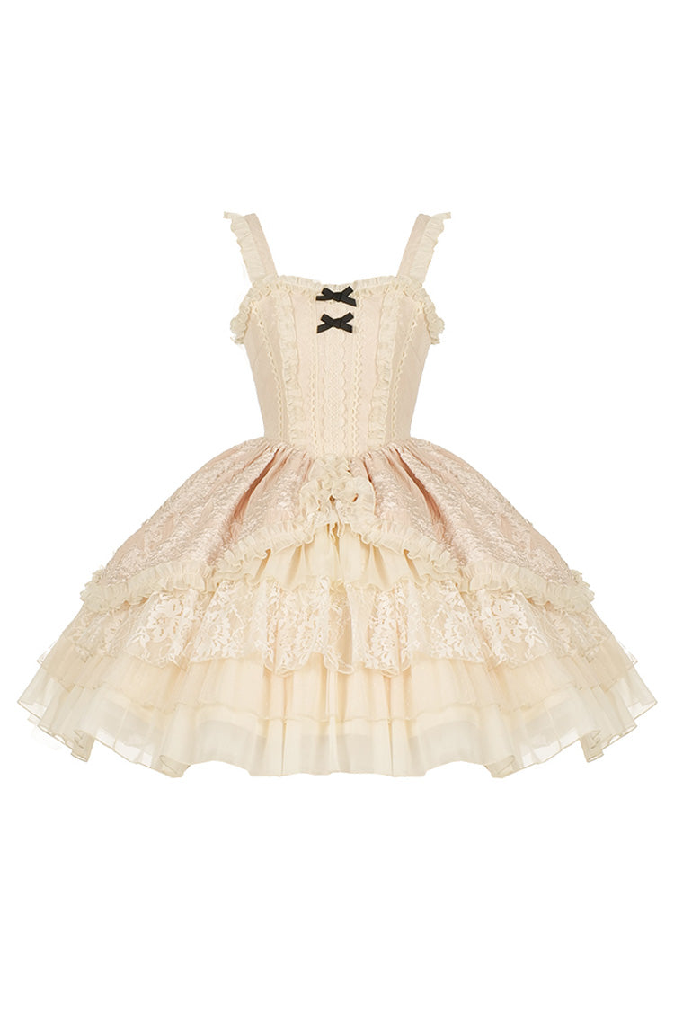 Lolita Jumper Skirt - Elegant Ballet, Yellow, Ballet-Inspired Style, Lace Trim - additional product view 2