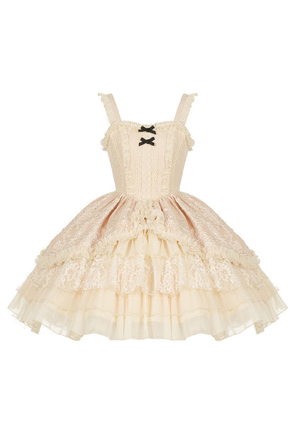 Lolita Jumper Skirt - Elegant Ballet, Yellow, Ballet-Inspired Style, Lace Trim - additional product view 2