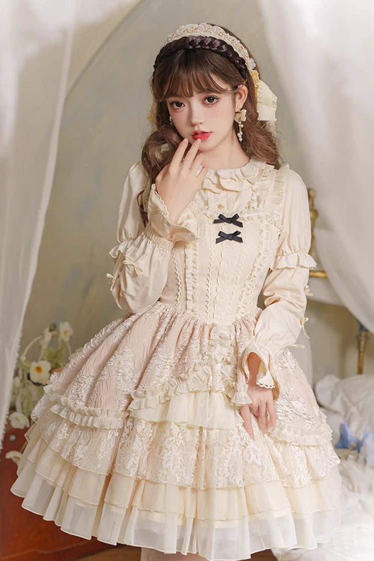 Lolita Jumper Skirt - Elegant Ballet, Yellow, Ballet-Inspired Style, Lace Trim - additional product view 3