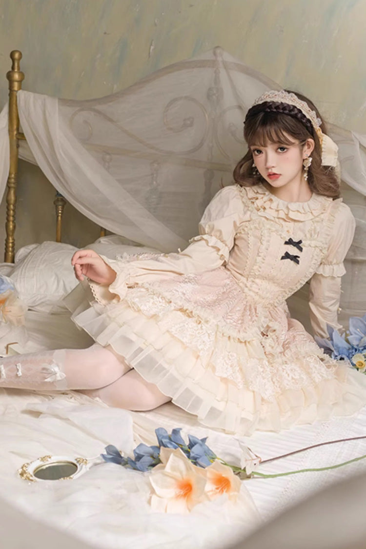 Lolita Jumper Skirt - Elegant Ballet, Yellow, Ballet-Inspired Style, Lace Trim - additional product view 5
