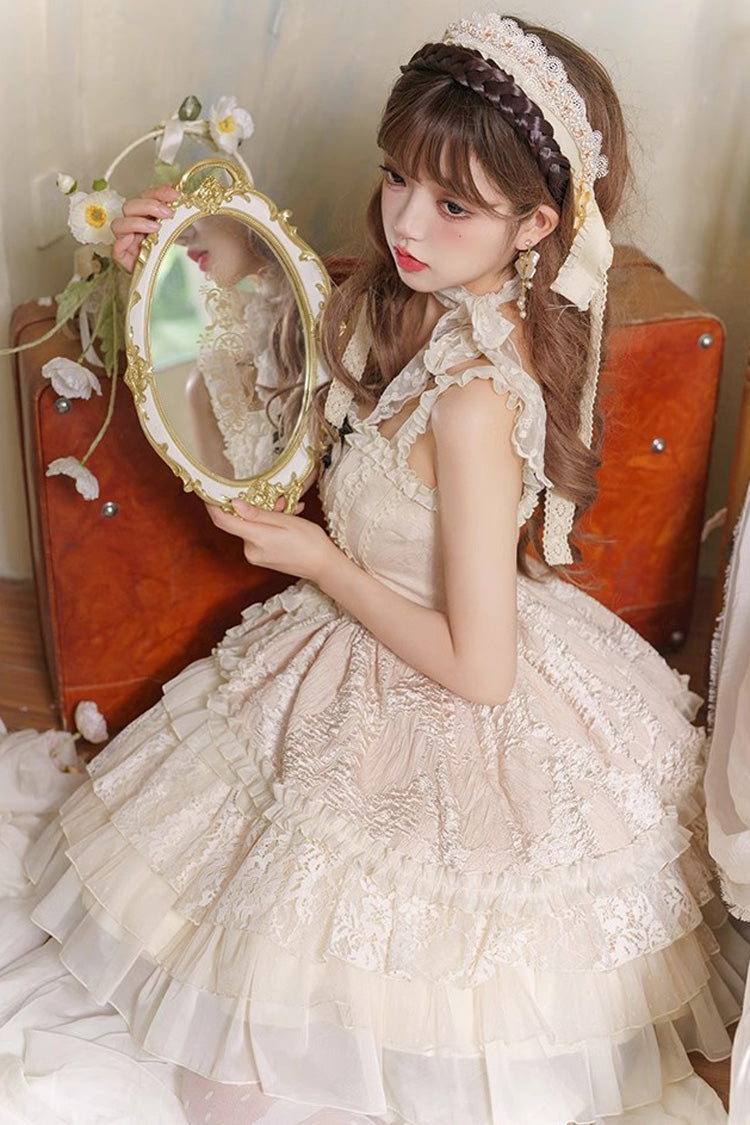 Lolita Jumper Skirt - Elegant Ballet, Yellow, Ballet-Inspired Style, Lace Trim - additional product view 6