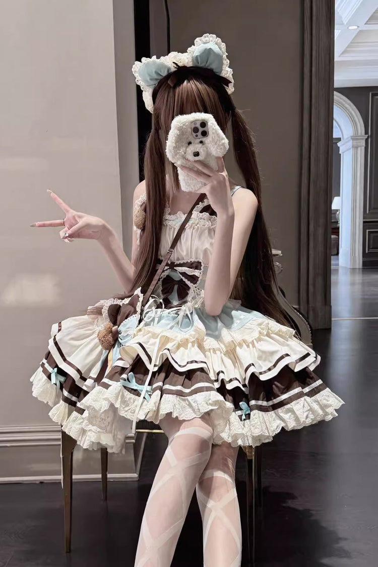 Lolita Jumper Skirt - First Love Bear, Green, Lace Trim, Ruffled, Layered - additional product view 3