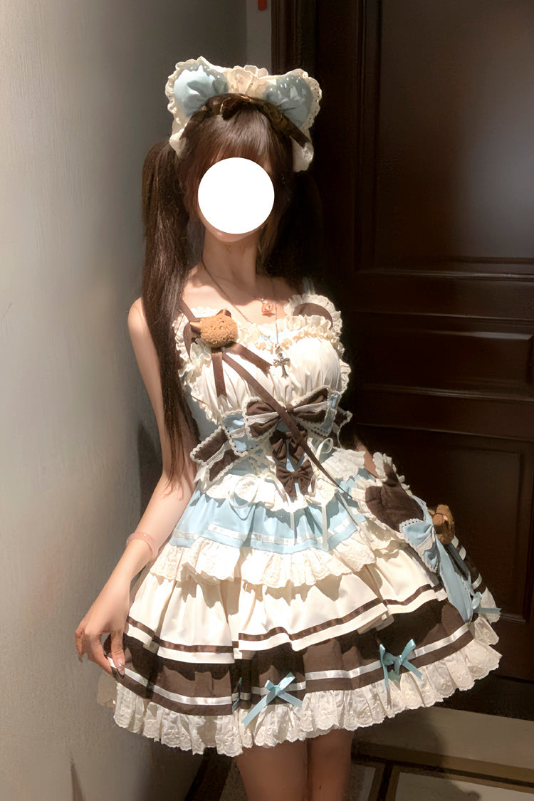 Lolita Jumper Skirt - First Love Bear, Green, Lace Trim, Ruffled, Layered - additional product view 6