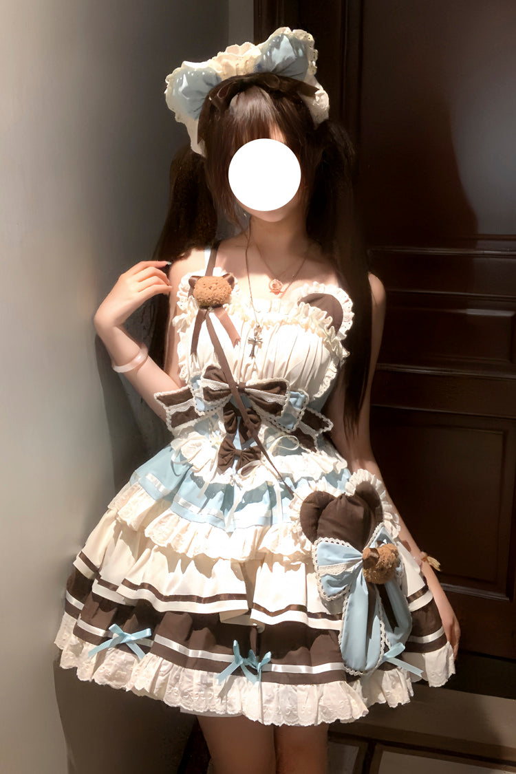 Lolita Jumper Skirt - First Love Bear, Green, Lace Trim, Ruffled, Layered - additional product view 8