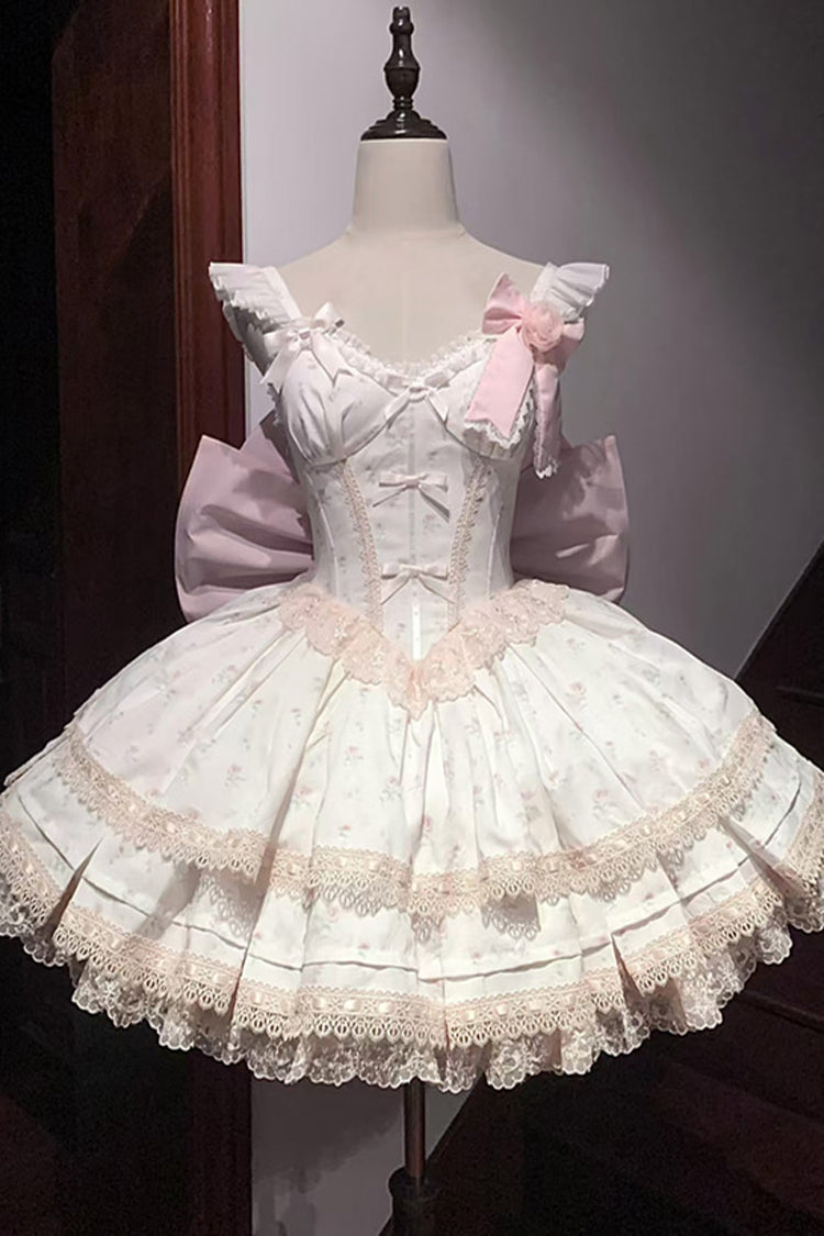 Lolita Jumper Skirt - First Love Rose, Pink, Sweet Style, Bow Detail, Lace Trim - additional product view 2