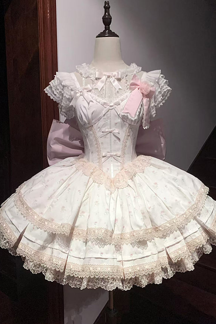 Lolita Jumper Skirt - First Love Rose, Pink, Sweet Style, Bow Detail, Lace Trim - additional product view 3