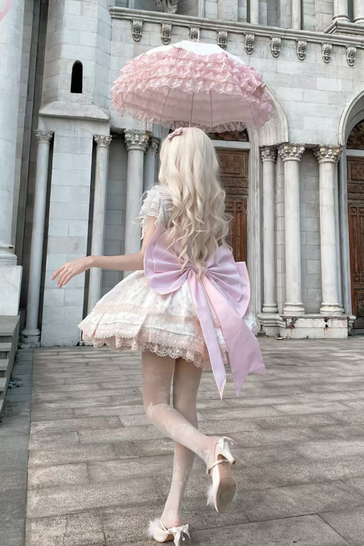 Lolita Jumper Skirt - First Love Rose, Pink, Sweet Style, Bow Detail, Lace Trim - additional product view 8