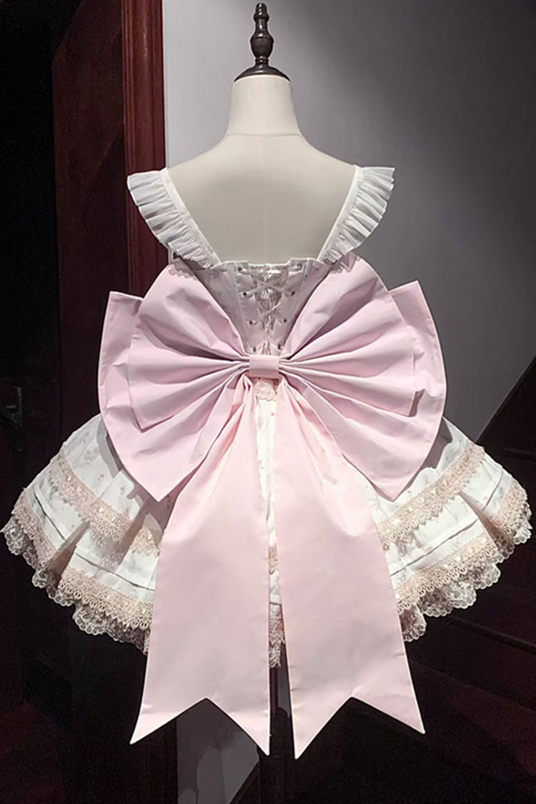 Lolita Jumper Skirt - First Love Rose, Pink, Sweet Style, Bow Detail, Lace Trim - additional product view 9