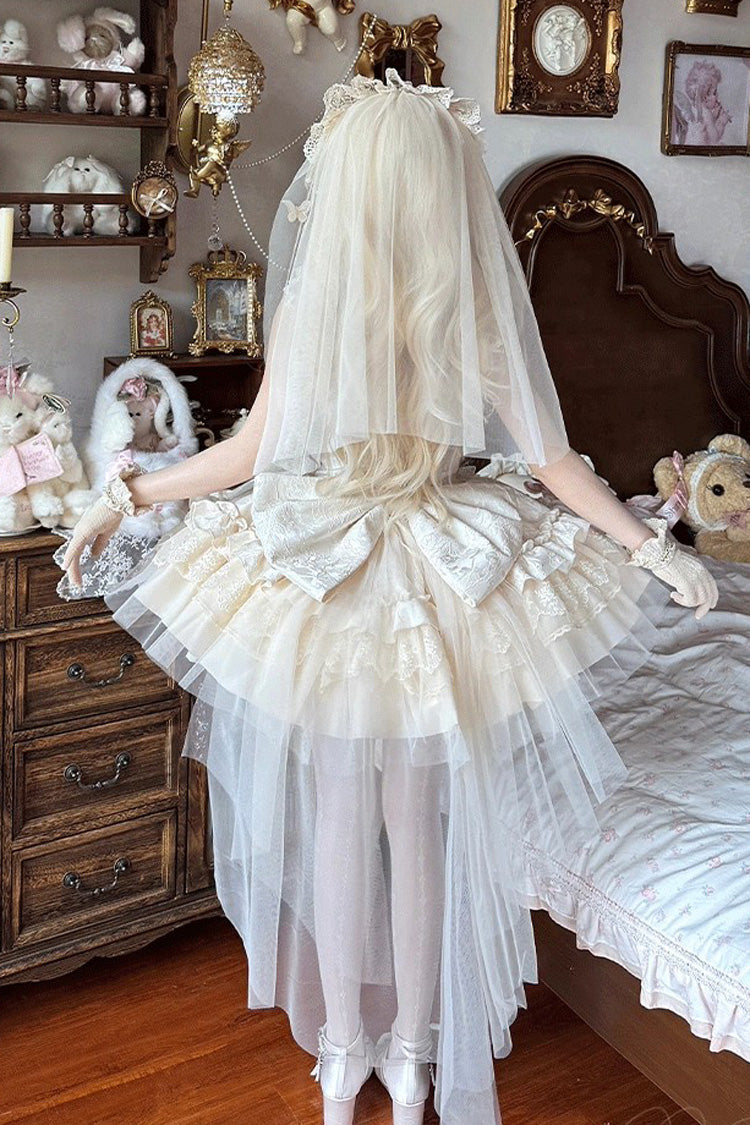 Lolita Jumper Skirt - Fleeting Light And Shallow Dream, Ivory, Sweet Style, Bow Detail - additional product view 5