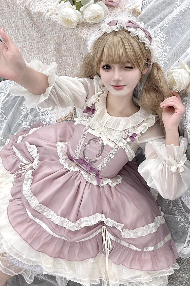 Lolita Jumper Skirt - Floating Light Dance Multi-layer, Pink, Sweet Style, Bow Detail - additional product view 2