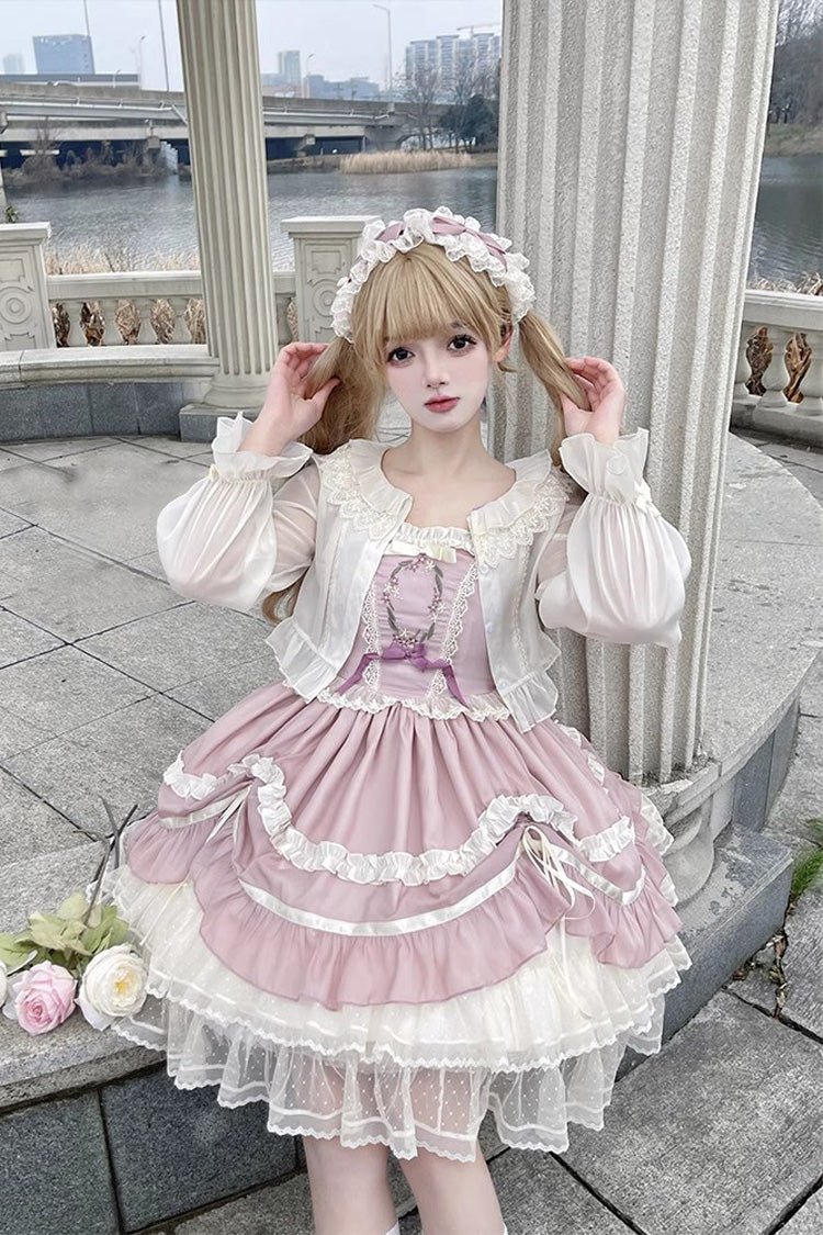 Lolita Jumper Skirt - Floating Light Dance Multi-layer, Pink, Sweet Style, Bow Detail - additional product view 4