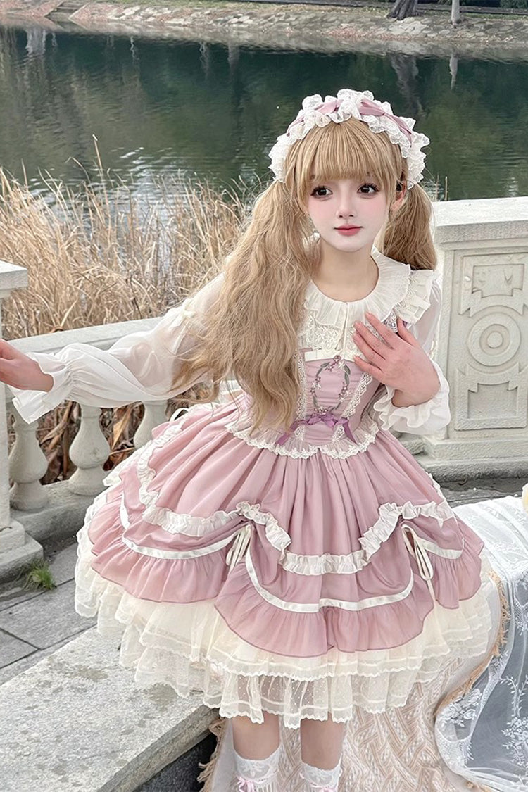 Lolita Jumper Skirt - Floating Light Dance Multi-layer, Pink, Sweet Style, Bow Detail - additional product view 6