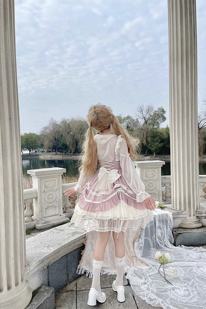 Lolita Jumper Skirt - Floating Light Dance Multi-layer, Pink, Sweet Style, Bow Detail - additional product view 7
