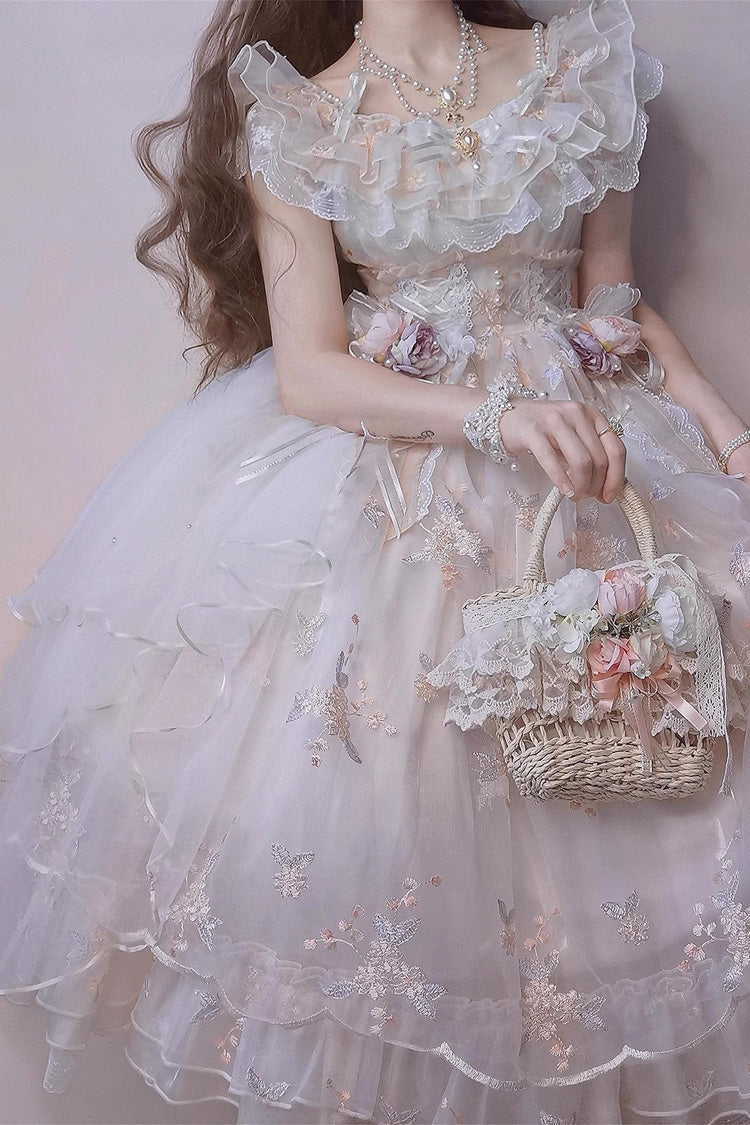 Lolita Jumper Skirt - Flora, Ivory, Ruffled, Embroidered, Layered - additional product view 2