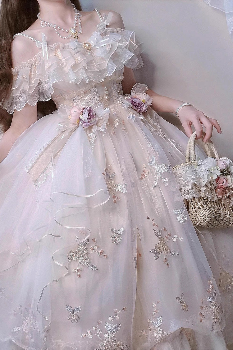 Lolita Jumper Skirt - Flora, Ivory, Ruffled, Embroidered, Layered - additional product view 4