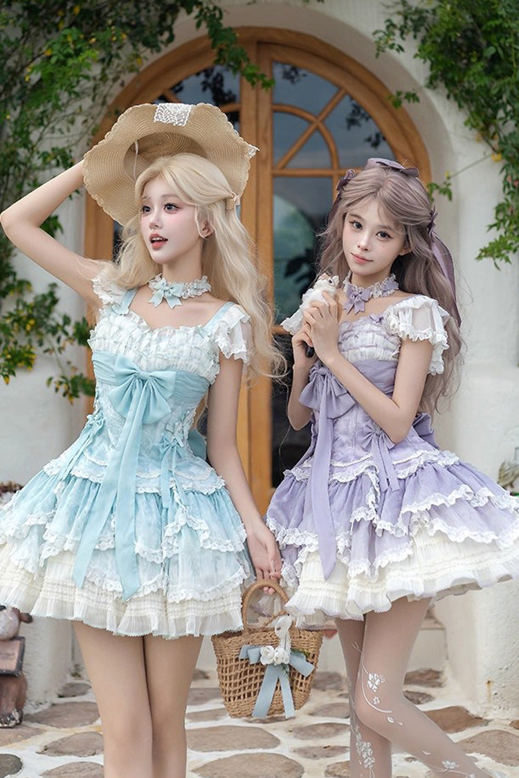 Lolita Jumper Skirt - Floral Dream, Purple, Ruffled, Embroidered, Layered - additional product view 7