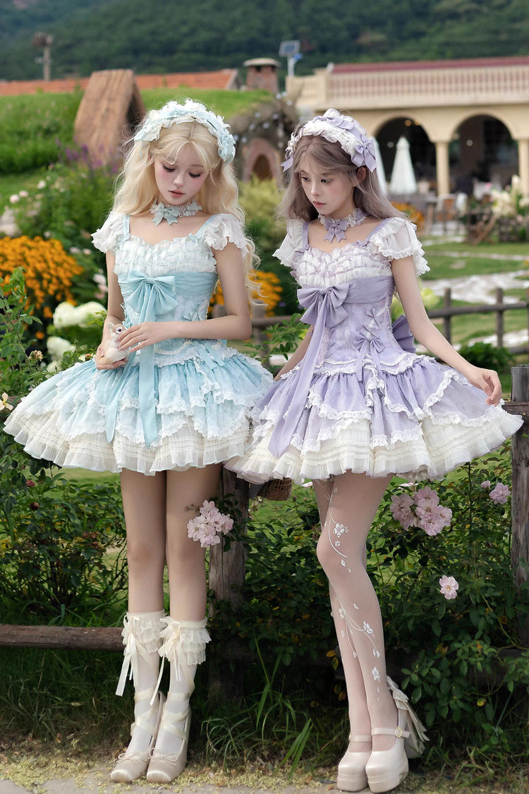 Lolita Jumper Skirt - Floral Dream, Purple, Ruffled, Embroidered, Layered - additional product view 8