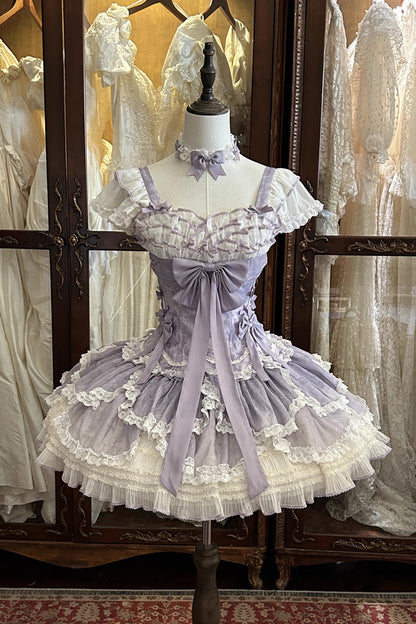 Lolita Jumper Skirt - Floral Dream, Purple, Ruffled, Embroidered, Layered - additional product view 9