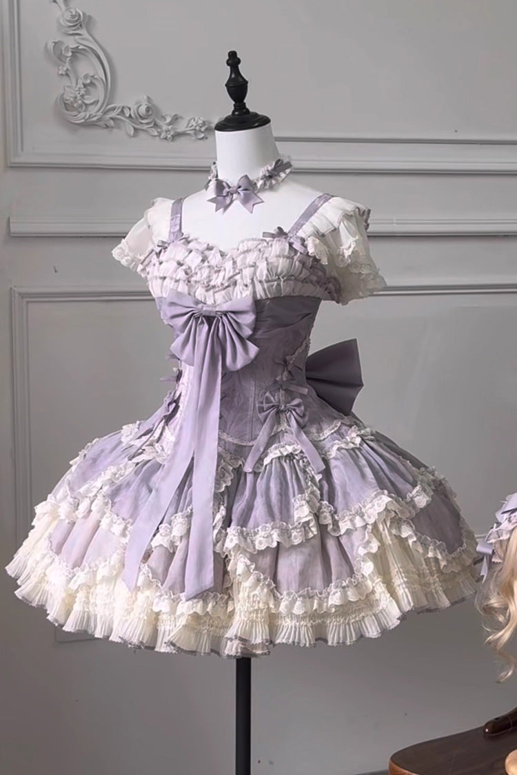 Lolita Jumper Skirt - Floral Dream, Purple, Ruffled, Embroidered, Layered - additional product view 10