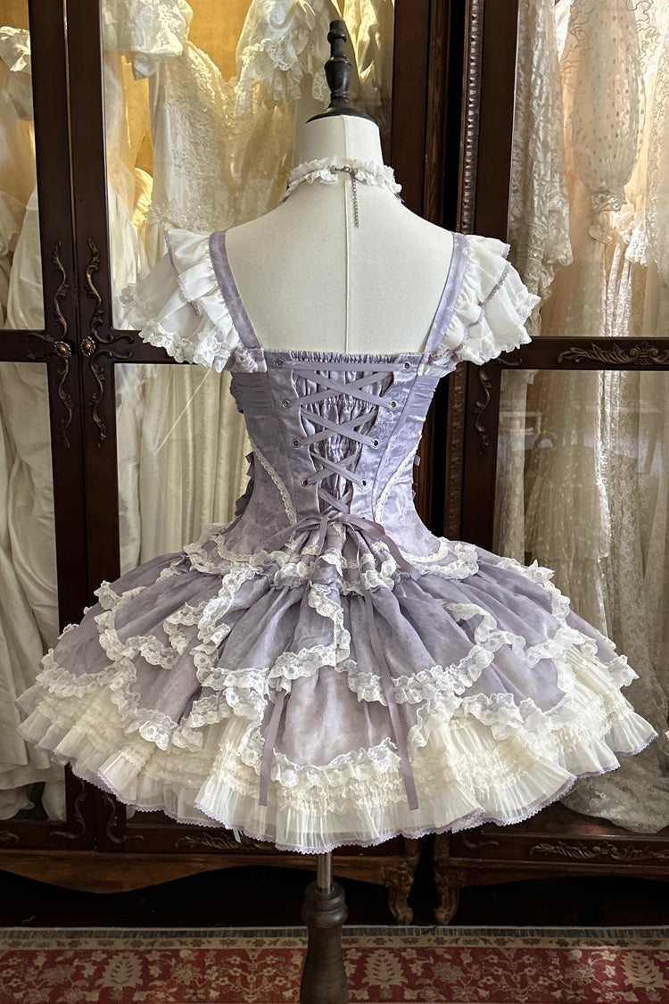 Lolita Jumper Skirt - Floral Dream, Purple, Ruffled, Embroidered, Layered - additional product view 11