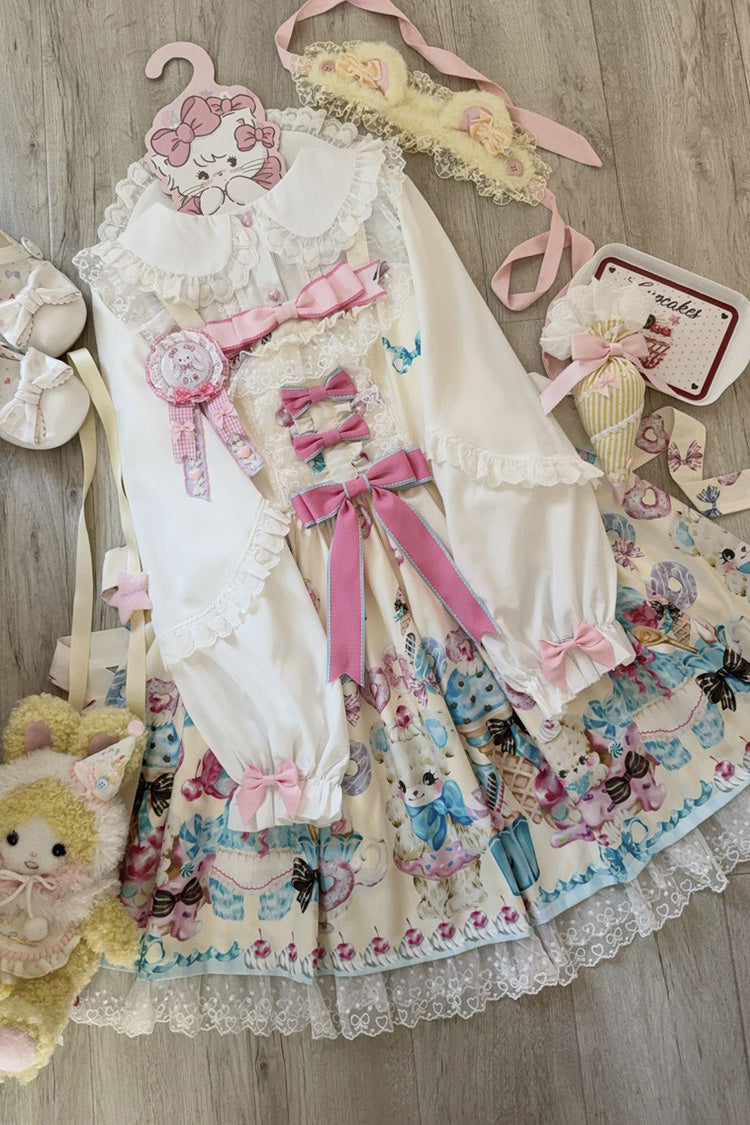 Lolita Jumper Skirt - Floral Whisper, Yellow, Ruffled, Printed, Sweet Style - additional product view 2
