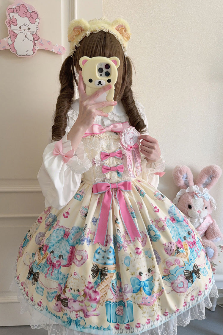 Lolita Jumper Skirt - Floral Whisper, Yellow, Ruffled, Printed, Sweet Style - additional product view 3