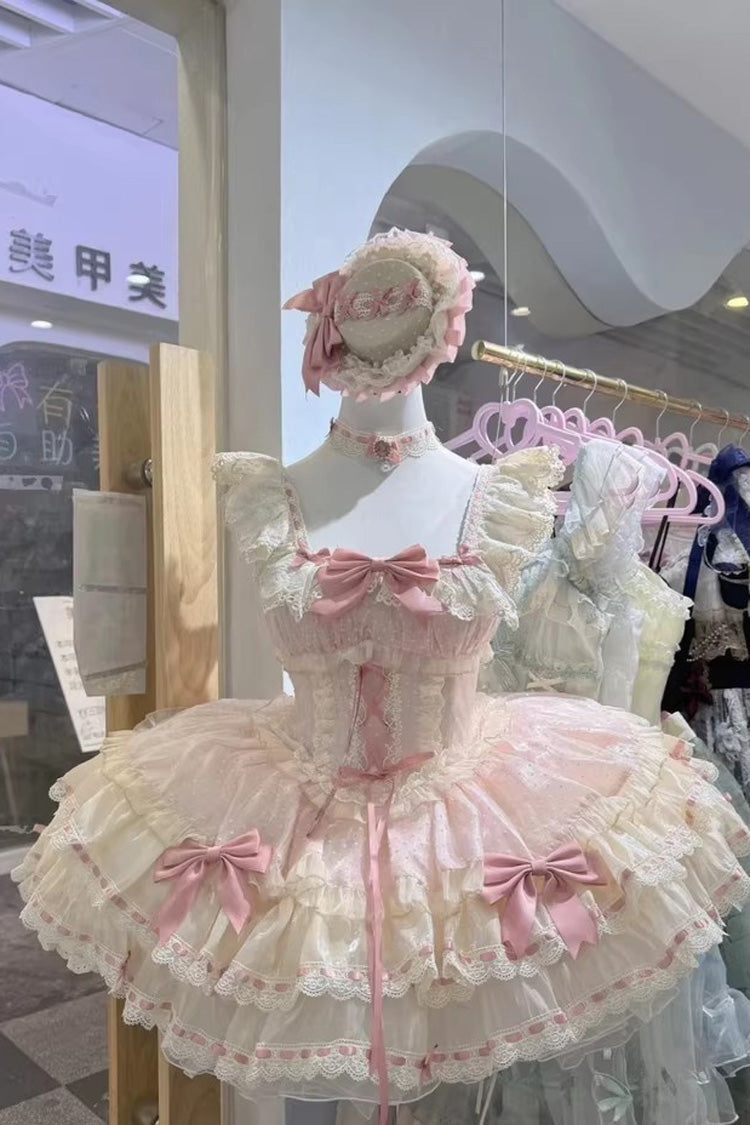 Lolita Jumper Skirt - Flory Butterfly, Pink, Lace-Up, Sweet Style, Ballet-Inspired Style - additional product view 2