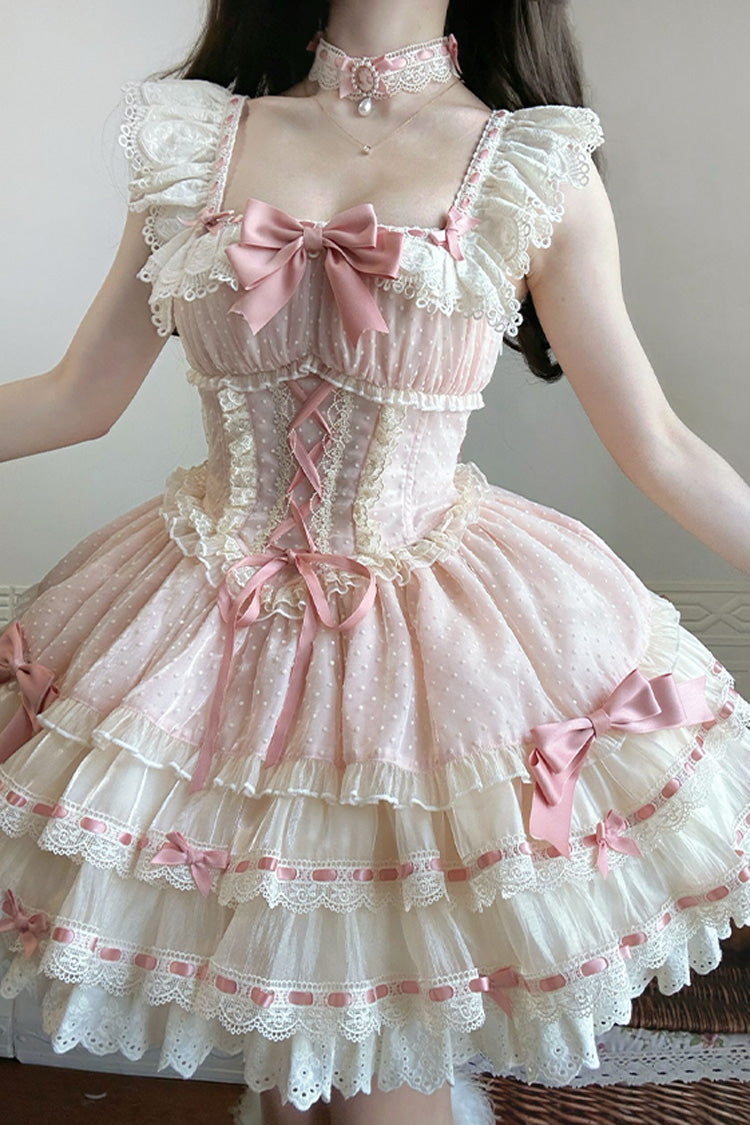 Lolita Jumper Skirt - Flory Butterfly, Pink, Lace-Up, Sweet Style, Ballet-Inspired Style - additional product view 3