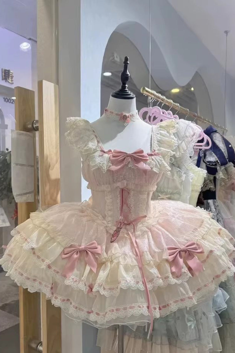 Lolita Jumper Skirt - Flory Butterfly, Pink, Lace-Up, Sweet Style, Ballet-Inspired Style - additional product view 4