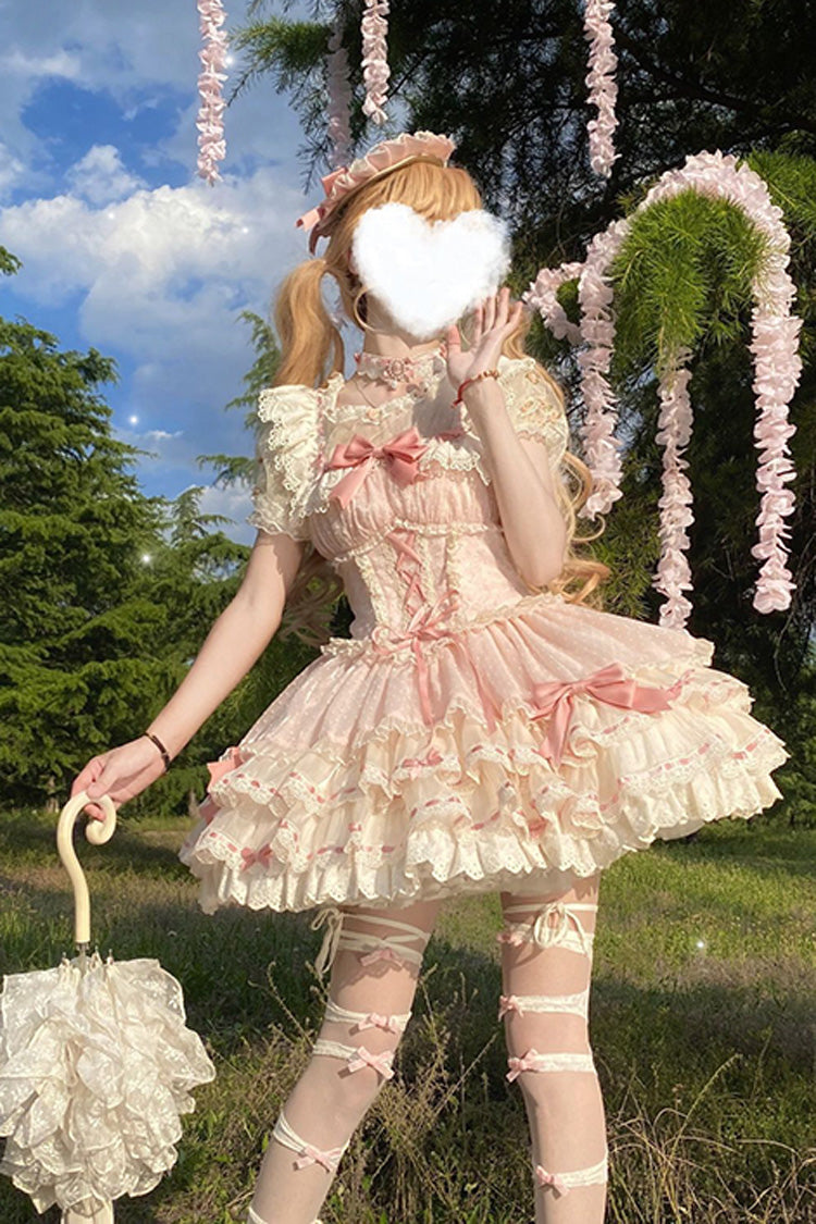 Lolita Jumper Skirt - Flory Butterfly, Pink, Lace-Up, Sweet Style, Ballet-Inspired Style - additional product view 5