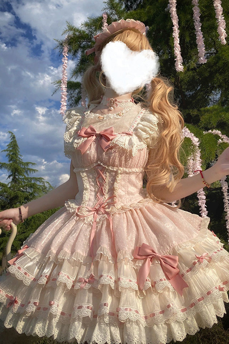 Lolita Jumper Skirt - Flory Butterfly, Pink, Lace-Up, Sweet Style, Ballet-Inspired Style - additional product view 6