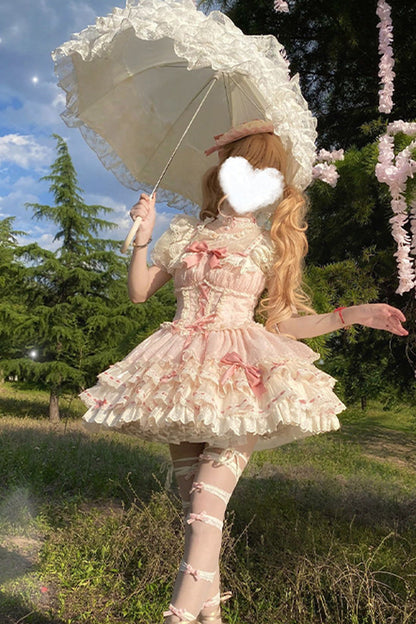 Lolita Jumper Skirt - Flory Butterfly, Pink, Lace-Up, Sweet Style, Ballet-Inspired Style - additional product view 7