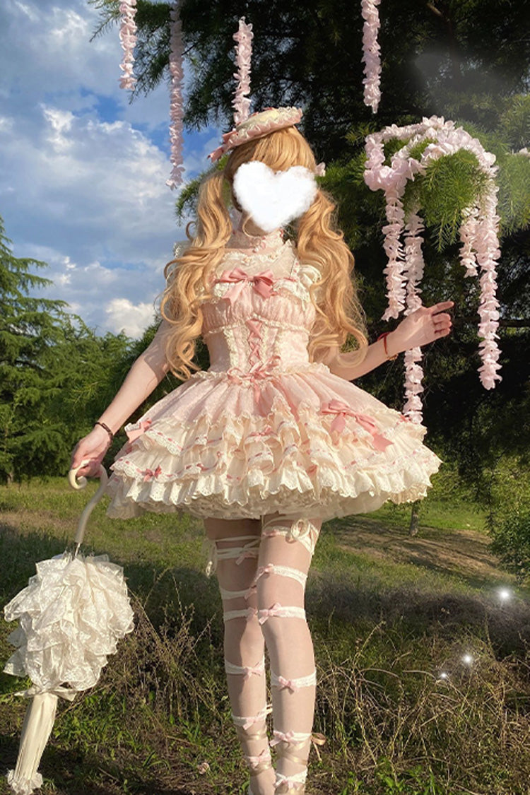 Lolita Jumper Skirt - Flory Butterfly, Pink, Lace-Up, Sweet Style, Ballet-Inspired Style - additional product view 8