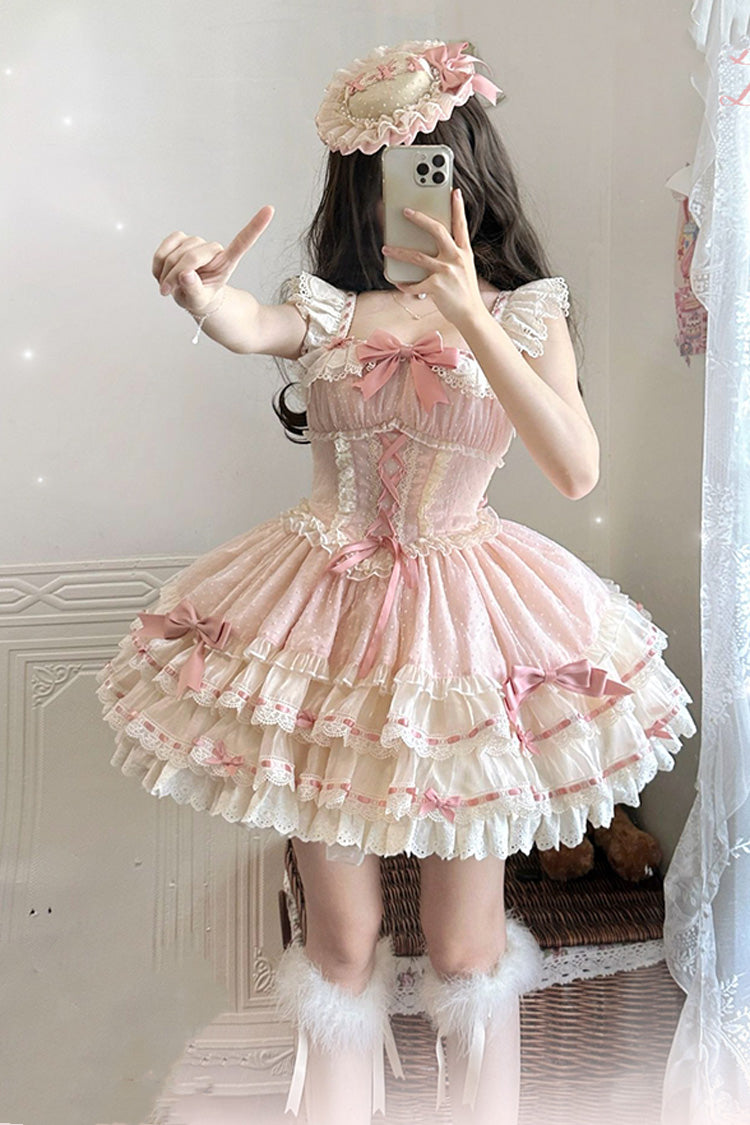 Lolita Jumper Skirt - Flory Butterfly, Pink, Lace-Up, Sweet Style, Ballet-Inspired Style - additional product view 9