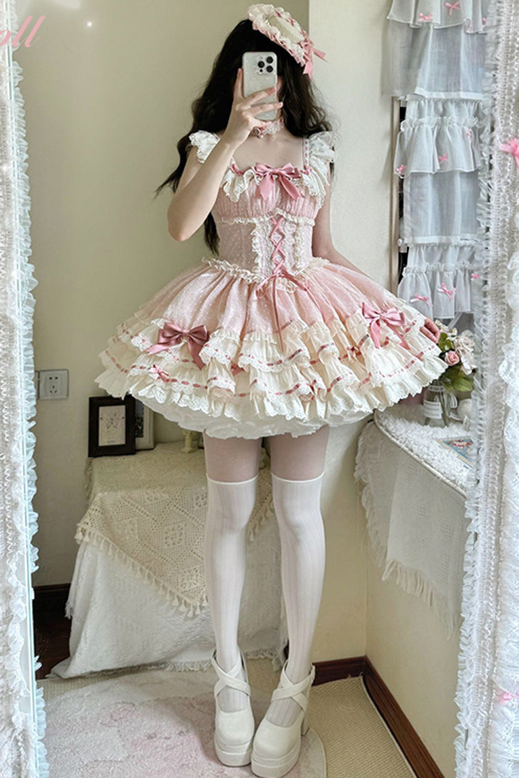 Lolita Jumper Skirt - Flory Butterfly, Pink, Lace-Up, Sweet Style, Ballet-Inspired Style - additional product view 10