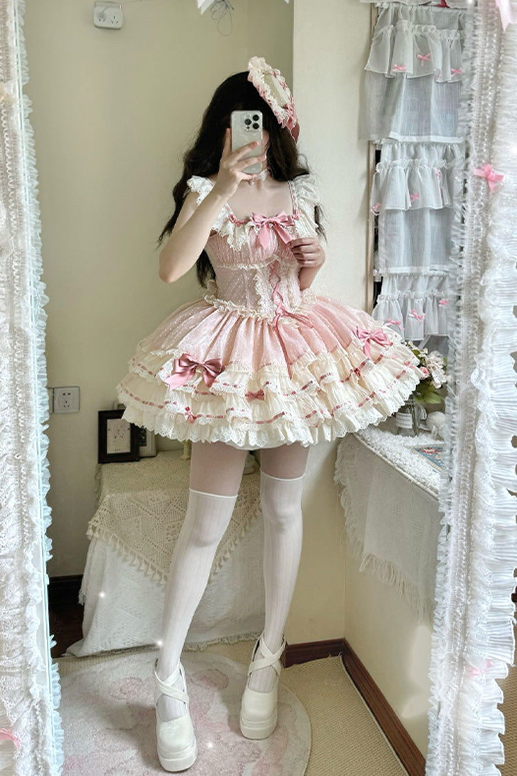 Lolita Jumper Skirt - Flory Butterfly, Pink, Lace-Up, Sweet Style, Ballet-Inspired Style - additional product view 11
