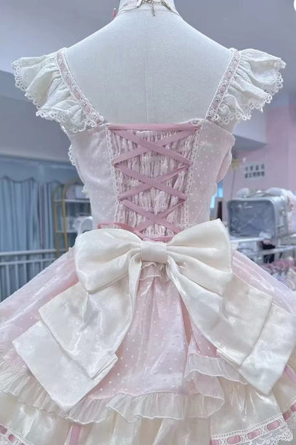 Lolita Jumper Skirt - Flory Butterfly, Pink, Lace-Up, Sweet Style, Ballet-Inspired Style - additional product view 14