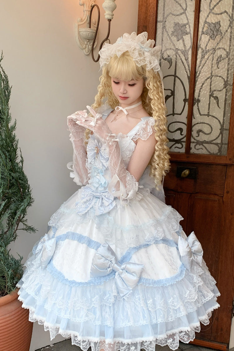 Lolita Jumper Skirt - Flower Dream Isle, 2 Colors, Square Collar, Ruffled, Layered - additional product view 3