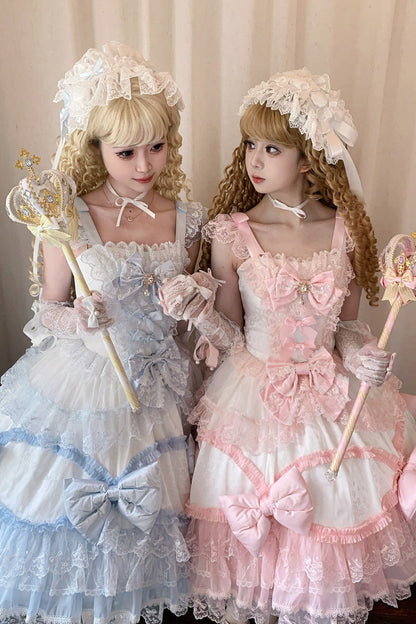 Lolita Jumper Skirt - Flower Dream Isle, 2 Colors, Square Collar, Ruffled, Layered - additional product view 8