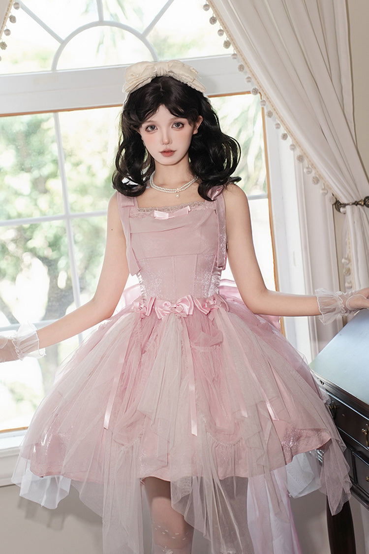 Lolita Jumper Skirt - Foamy Sea, Pink, Ruffled, Sweet Style, Bow Detail - additional product view 2