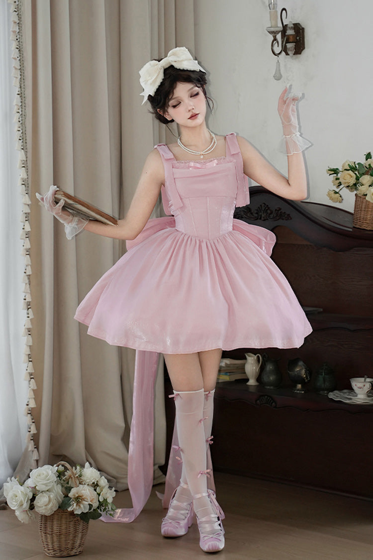 Lolita Jumper Skirt - Foamy Sea, Pink, Ruffled, Sweet Style, Bow Detail - additional product view 3