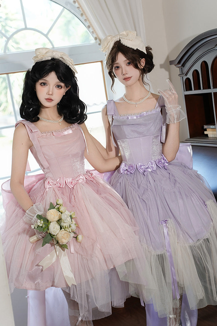 Lolita Jumper Skirt - Foamy Sea, Pink, Ruffled, Sweet Style, Bow Detail - additional product view 6