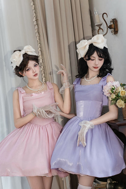 Lolita Jumper Skirt - Foamy Sea, Pink, Ruffled, Sweet Style, Bow Detail - additional product view 14