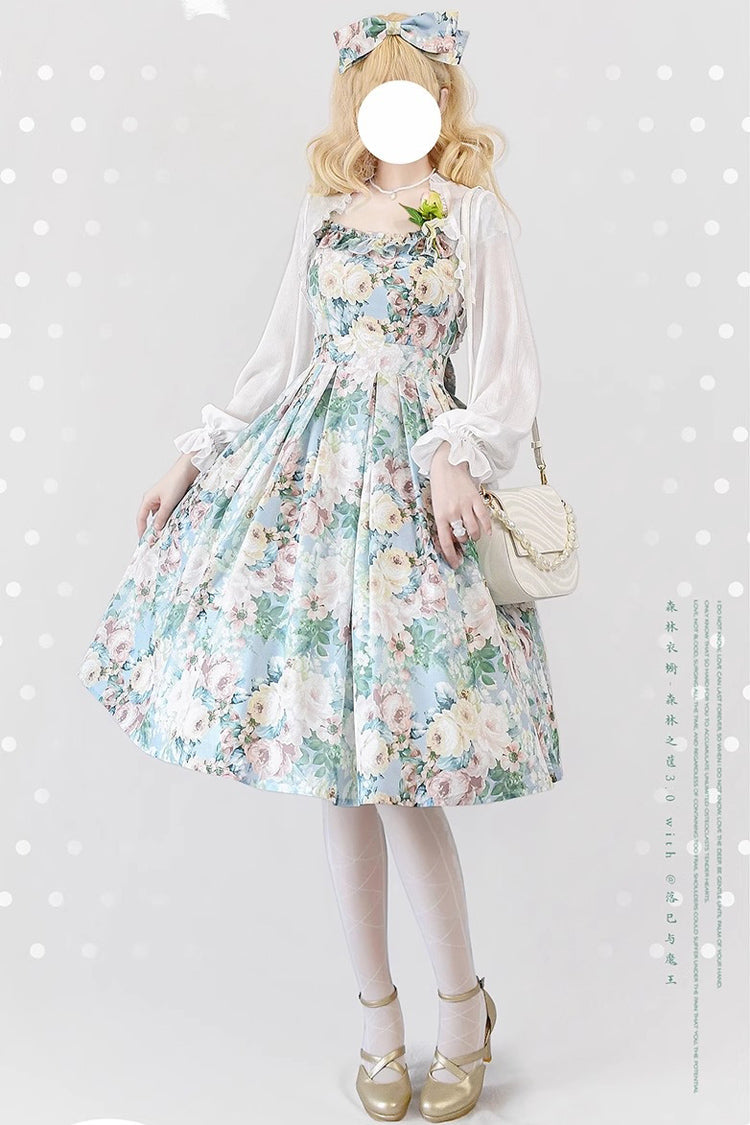 Lolita Jumper Skirt - Forest Basket, Green, Bow Detail, Printed, Sweet Style - additional product view 2