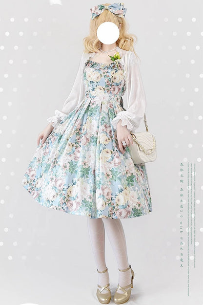 Lolita Jumper Skirt - Forest Basket, Green, Bow Detail, Printed, Sweet Style - additional product view 2