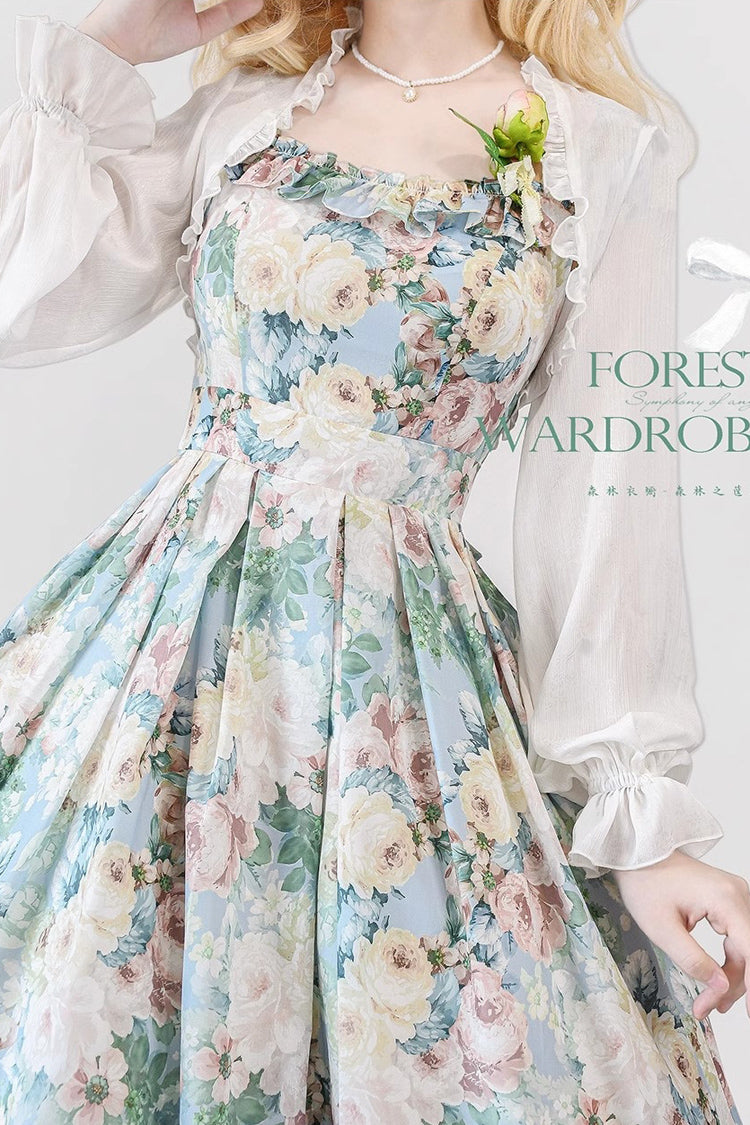 Lolita Jumper Skirt - Forest Basket, Green, Bow Detail, Printed, Sweet Style - additional product view 3